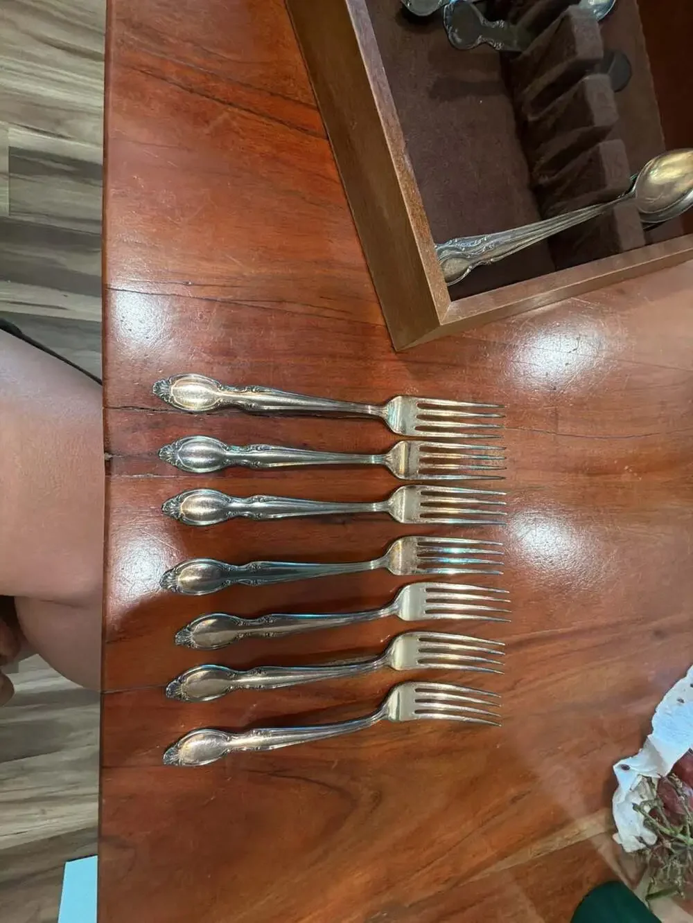 WM Rogers Silverplate Flatware Set with Wooden Box